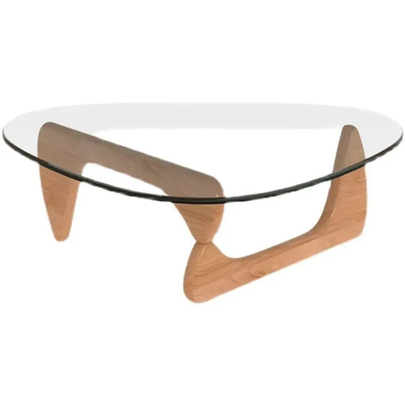 NNEOBA Triangle Glass Coffee Table - Solid Wood Base, Minimalist Nordic Design