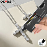 925 Sterling Silver Moissanite Cross Pendant Necklace – 2.5–5mm Cross Necklace for Men & Women
