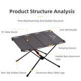NNEOBA Transparent Tactical Camping Table Black