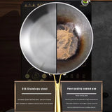NNEOBA 316 Stainless Steel Nonstick Frying Pan 7-Ply Wok Pan Silver