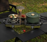 NNEOBA Double Burner Camping Stove High Firepower Gas Green