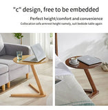 NNEOBA House Faction Solid Wood Edge Sofa Side Table - Walnut Finish