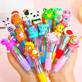 Cute Cartoon Four-Colour Pen Set Multicolour 10 Pcs