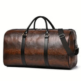 NNEOBA Retro Crocodile-Texture Travel Bag Brown