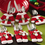 Santa Suit Christmas Cutlery Holders – Red Table Décor