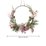 NNEOBA Charming Pink Floral Valentine's Wreath | Home Décor | 16" Artificial Door Decoration