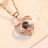 NNEOBA Rose-Embellished Love Heart Necklace - Gold Finish, 45cm Length