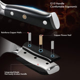 NNEOBA 7.5-Inch Damascus Steel Cleaver Knife G10 Handle Black