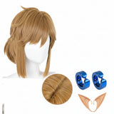 Blonde Brown Elf Cosplay Wig with Ears and Earrings