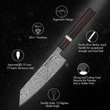 NNEOBA 7-Inch Hand-Forged Kiritsuke Knife 73-Layer Damascus Steel Black