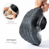 Men's Winter Furry Slippers with Anti-Slip PU Sole