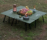 NNEOBA One-Tier Camping Shelf Table Tactical Aluminum Alloy Storage Rack Army Green