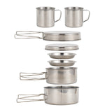 NNEOBA 8-Piece Camping Cookware Mess Kit Silver