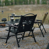 NNEOBA Outdoor Folding Chair Kermit-Style with Oak Armrests Black