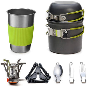 NNEOBA Camping Cookware Kit with Stove Green