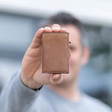Genuine Leather Pop-Up Card Wallet with Coin Pocket