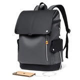 NNEOBA Waterproof PU Leather Laptop Backpack Computer Bag Grey