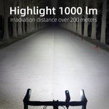 NNEOBA 1000LM Smart Bike Headlight Vibration Light Sensing Black