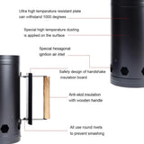 NNEOBA Charcoal Starter Chimney Spark Bucket Black