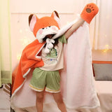 NNEOBA Cartoon Fox Wearable Blanket Cloak