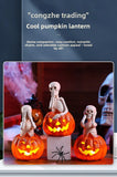 3PCS Halloween Skeleton Pumpkin Lantern Decorations – Ghost Festival Resin Ornaments for Bar, Home & Party Décor