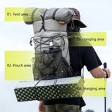 NNEOBA Camping Backpack 25+10L Travel Bag Grey