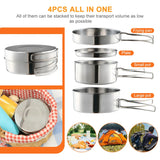 NNEOBA Outdoor Stainless-Steel Camping Cookware Set - Silver
