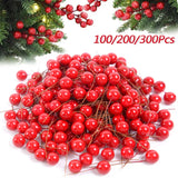NNEOBA 300Pcs Red Pearl Stamens Artificial Flower Berries