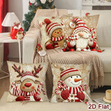 Christmas Cushion Cover 4 Set Gnome & Gingerbread Man