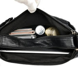 NNEOBA Women's Multi-Layer Leather Shoulder Crossbody Bag (Black)