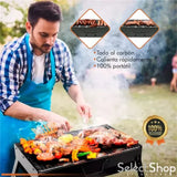 NNEOBA Portable Charcoal BBQ Grill Stainless Steel Mini Outdoor Cooking Kit (Black)