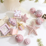 Pink Christmas Ball & Star Tree Topper Set