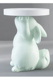 NNEOBA Artistic Rabbit Statue Tea Table - Light Green Round Side Table for Home Decor
