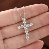 14K Gold Filled Moissanite Cross Pendant Necklace – D Color Round Moissanite with GRA Certificate