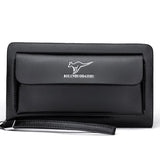 NNEOBA Men Leather Clutch Bag Double Zipper Business (Black)