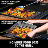 NNEOBA 12-Inch Vegetable Grill Basket Silver