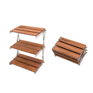 NNEOBA Portable 3-Tier Camping Rack Foldable Brown