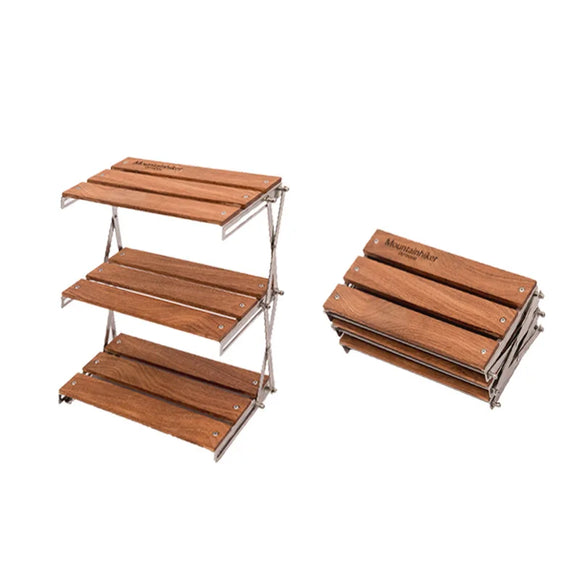 NNEOBA Portable 3-Tier Camping Rack Foldable Brown