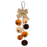 Velvet Pumpkin Hanging Ornament with Burlap Bow
