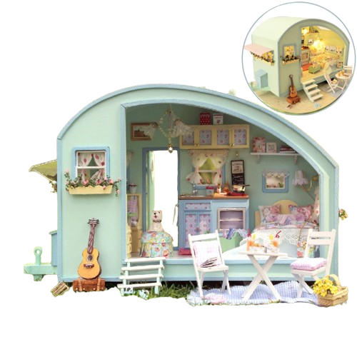NNEOBA Doll House Wooden Doll Houses Miniature Dollhouse Furniture Kit Toys for Children Gift Time Travel Doll Houses