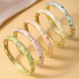 5-Piece Vintage Cloisonné Enamel Flower Bangle Set – Bohemian Women's Fashion Jewelry