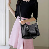 NNEOBA Leather Shoulder 3-Layer PU Crossbody Bag for Women