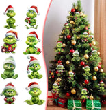10pcs Whimsical Green Christmas Tree Ornaments