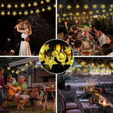 12M 100-LED Solar String Lights Warm Light Crystal Ball & Star
