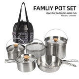 NNEOBA 5L Outdoor Stainless Steel Camping Cookware Set Silver