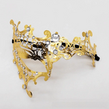 Black Gold Skull Metal Mask Halloween Rhinestone Half Face Venetian Masquerade Men White Women Skull Party Mask