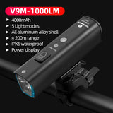 NNEOBA 1000LM Smart Bike Headlight Vibration Light Sensing Black