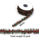 10-Yard Christmas Tinsel Garland 30mm Red & Green Wire Ribbon