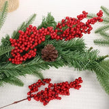 NNEOBA 20pcs Artificial Red Berry Branches for Christmas Tree Decoration - 22cm