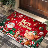 Door Mat of Santa Claus, Reindeer and Christmas Tree
